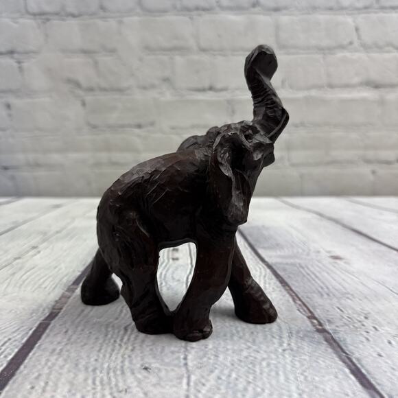 Vintage 1990's 11 Ounce Elephant Brown Resin Figurine Old 6x5 Statue‎ - Picture 3 of 8